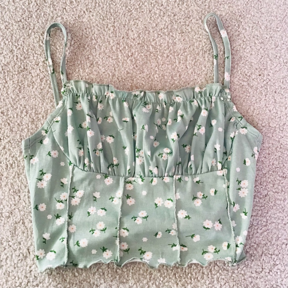 Sage Floral Crop Top